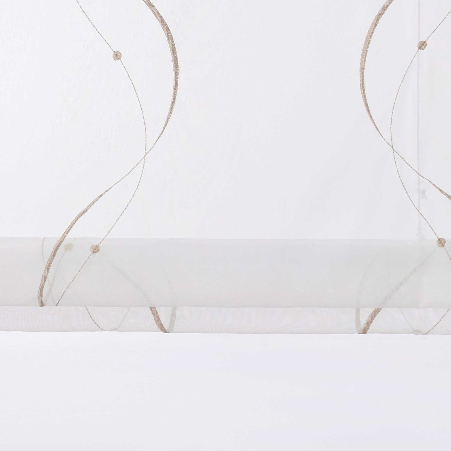 Rollos ohne Bohren Weiß Raffgardine mit Ösen Transparent Gardinen mit U-Haken Ösenrollo Modern Bestickt 1 Stück - Joyswahl