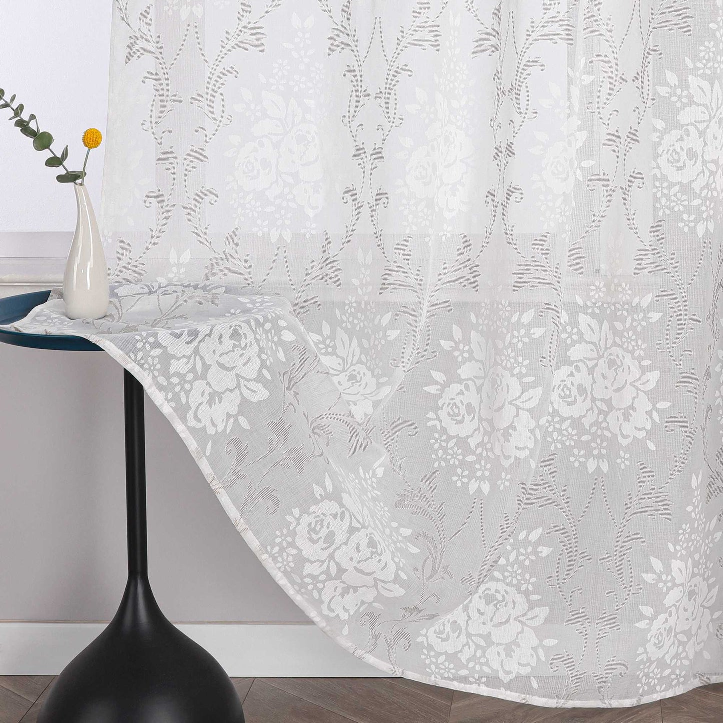 Elegante Transparente Gardinen mit Rankenmuster Ösenschal 1 stück - Joyswahl