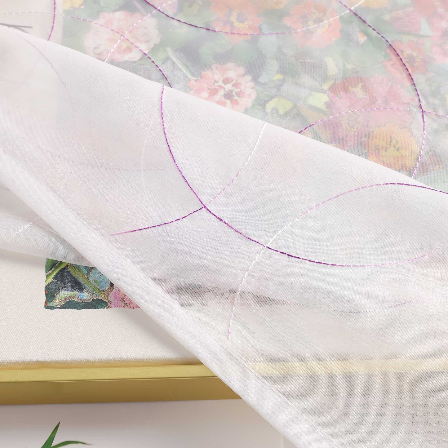 Vorhang mit Kräuselband Voile Gardine mit Kreismuster Bestickt Fensterschal Transparent 1 Stück - Joyswahl