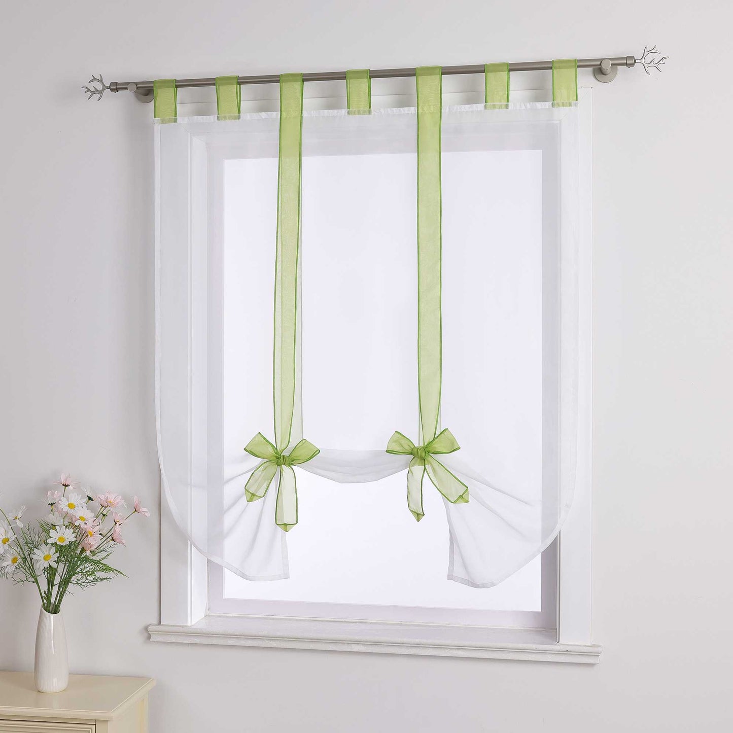 Rollos Schlaufengardine mit Schleifendesign transparent hochziehbar Fensterdeko 1 Stück - Joyswahl