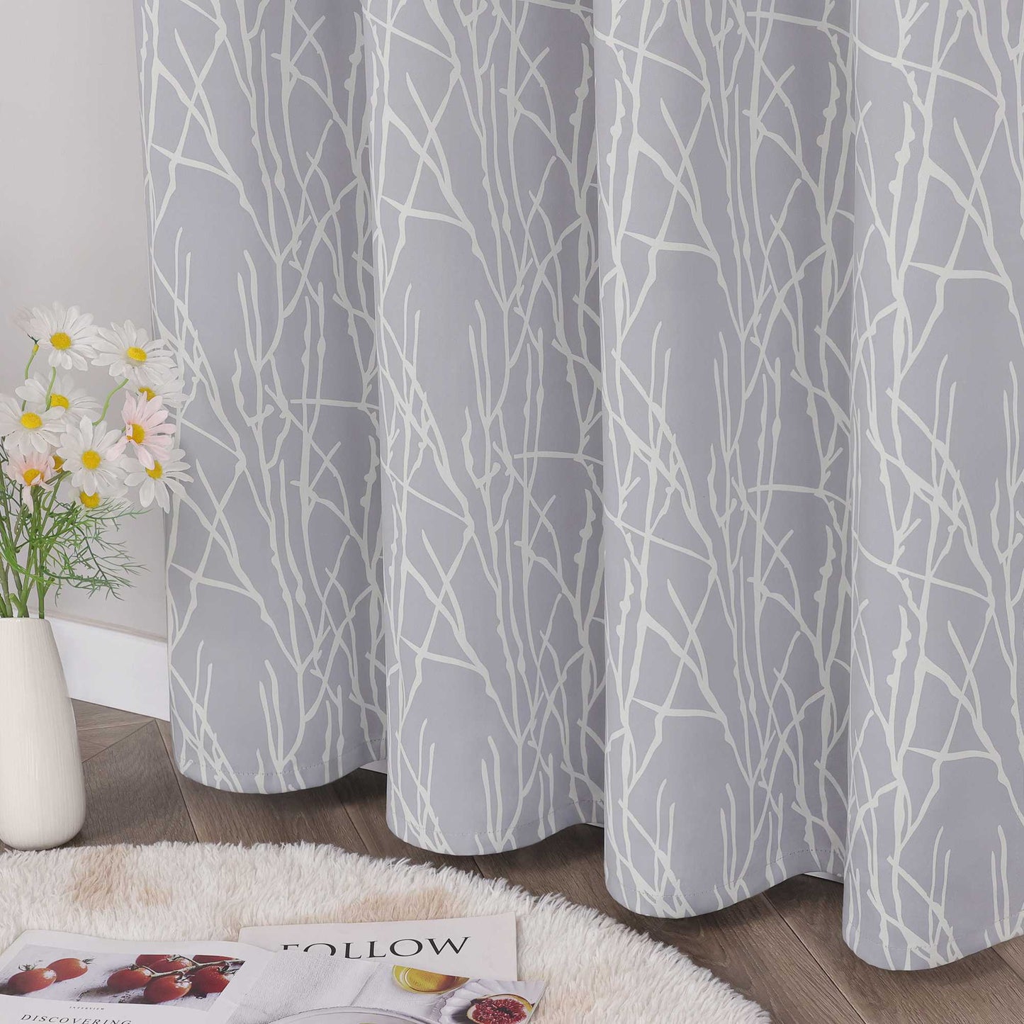 Verdunkelungsvorhang Blickdichte Gardinen für Schlafzimmer Wohnzimmer mit Ösen Schals Grau 1 Stück - Joyswahl