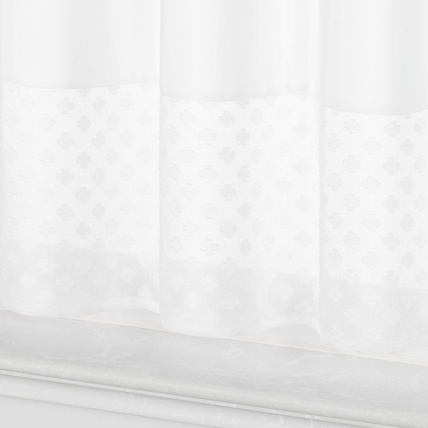 Scheibengardine im Patchwork-Stil mit Kleeblatt-Muster, 2 Stücke, mit Schlaufen-Design