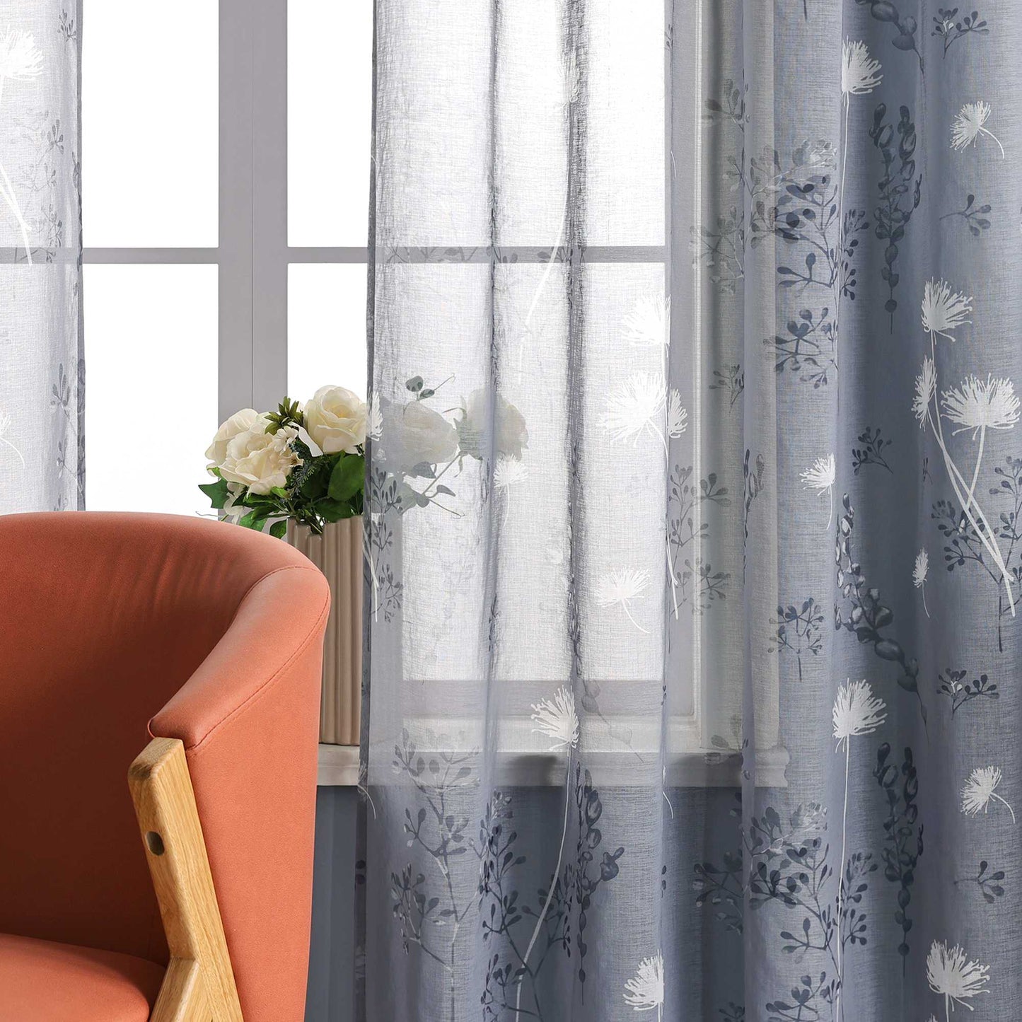 Transparent Ösen Gardinen mit Pusteblumen-Muster für Wohnzimmer 1 Stück - Joyswahl