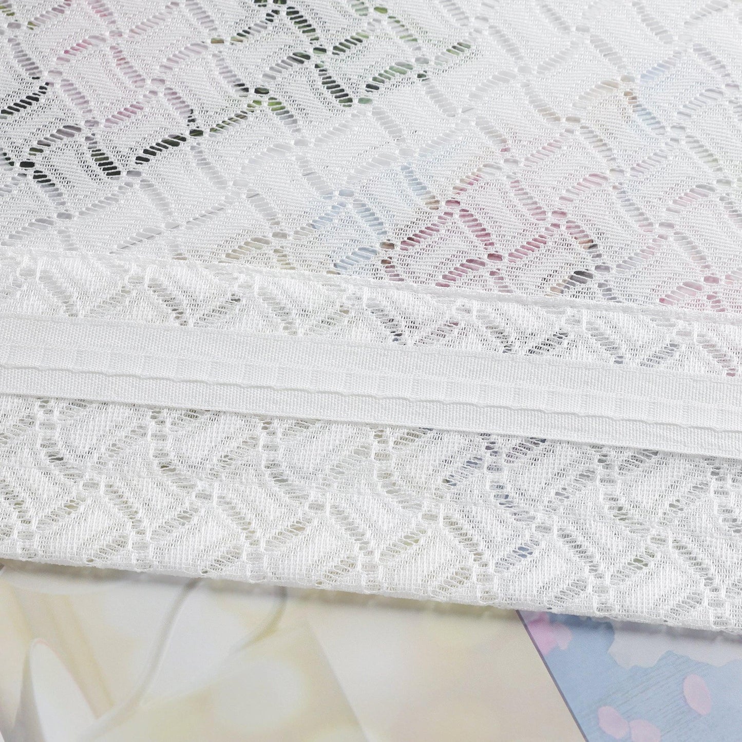 2er Set Scheibengardinen Jacquard Bistrogardine durch Tunnelzug Kurzgardinen Halbtransparent Weiß - Joyswahl