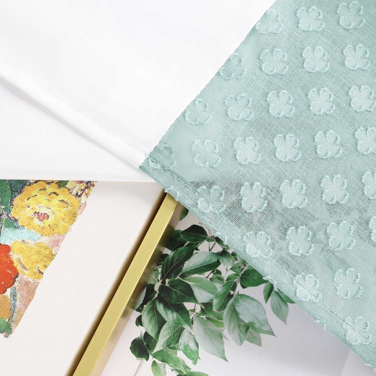 Scheibengardine im Patchwork-Stil mit Kleeblatt-Muster, 2 Stücke, mit Schlaufen-Design
