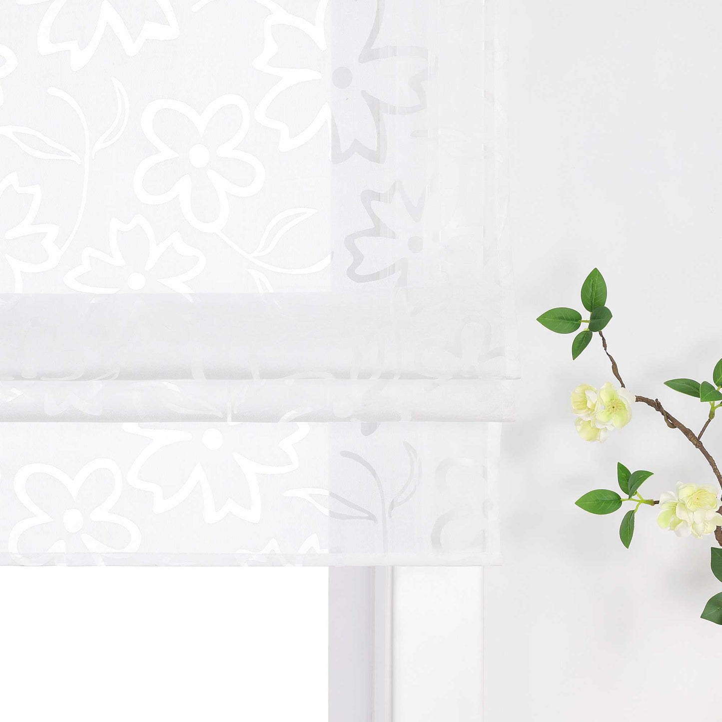 Delien rollos mit schlaufen transparent mit Blumenmuster wohnzimmer gardinen für Fenster innen - Joyswahl