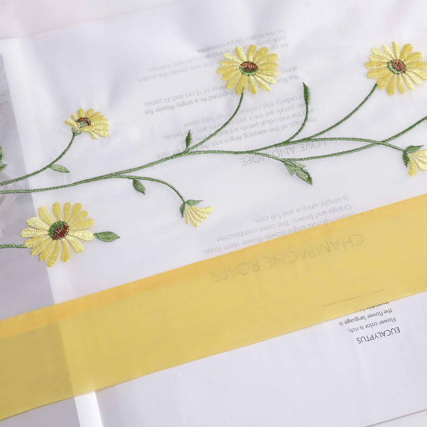 Scheibengardinen Bistrogardine Schlaufen Küche Gardinen Landhausstil Transparent Kurzstores mit kleiner Gänseblümchen-Stickerei - Joyswahl