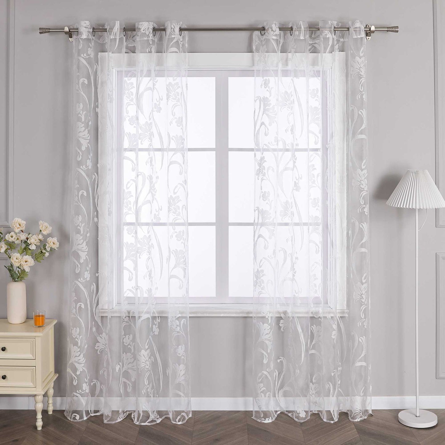 Vorhang mit Blumenmuster transparent Wohnzimmer Schlafzimmer 1 stück - Joyswahl