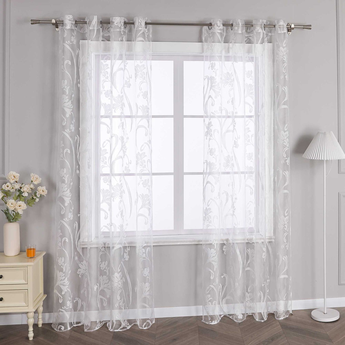 Vorhang mit Blumenmuster transparent Wohnzimmer Schlafzimmer 1 stück - Joyswahl