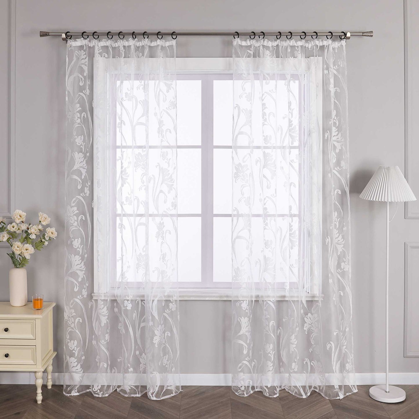 Vorhang mit Blumenmuster transparent Wohnzimmer Schlafzimmer 1 stück - Joyswahl