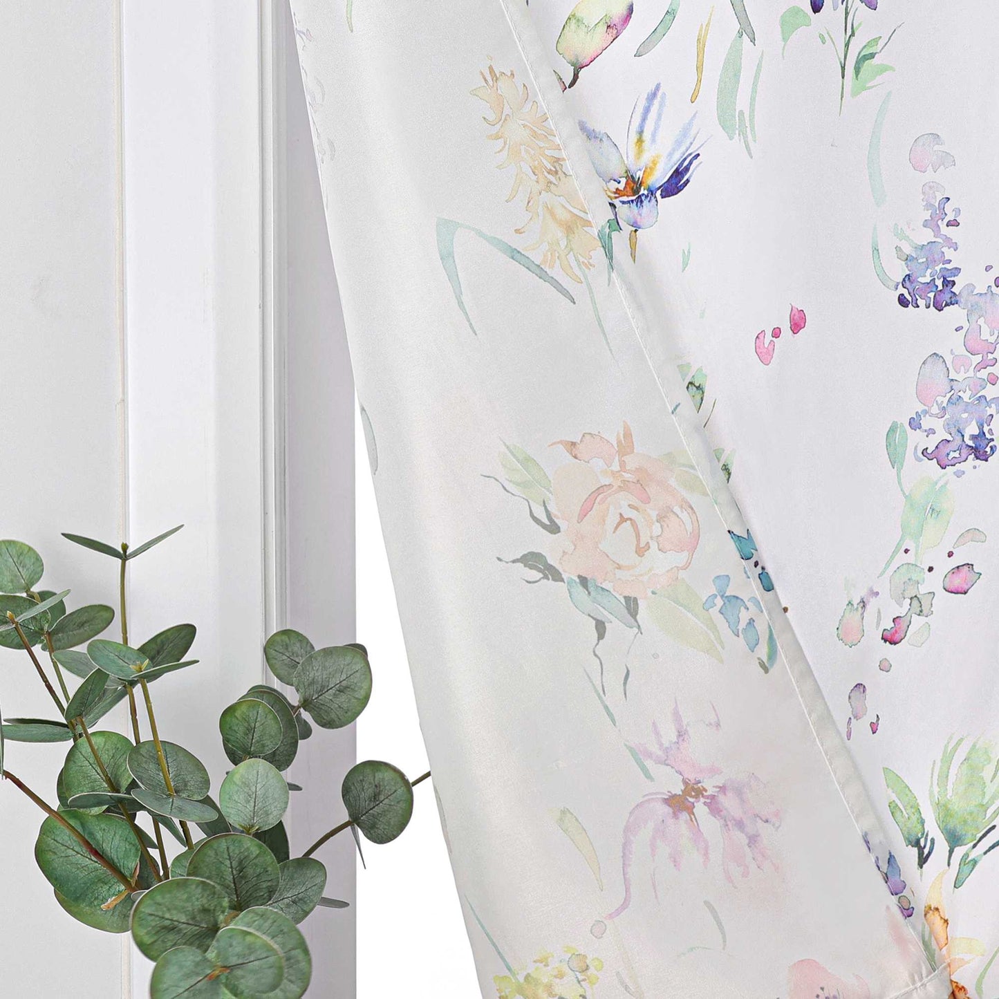 Scheibengardine Bistrogardine aus Polyester mit bunten Blumenmustern und Schleifen 1 stück - Joyswahl