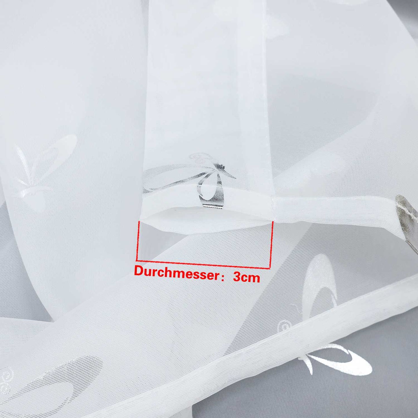 Rollos durch Stangendurchzug transparent mit Schmetterlingsmuster hochziehbare Falten 1 Stück - Joyswahl