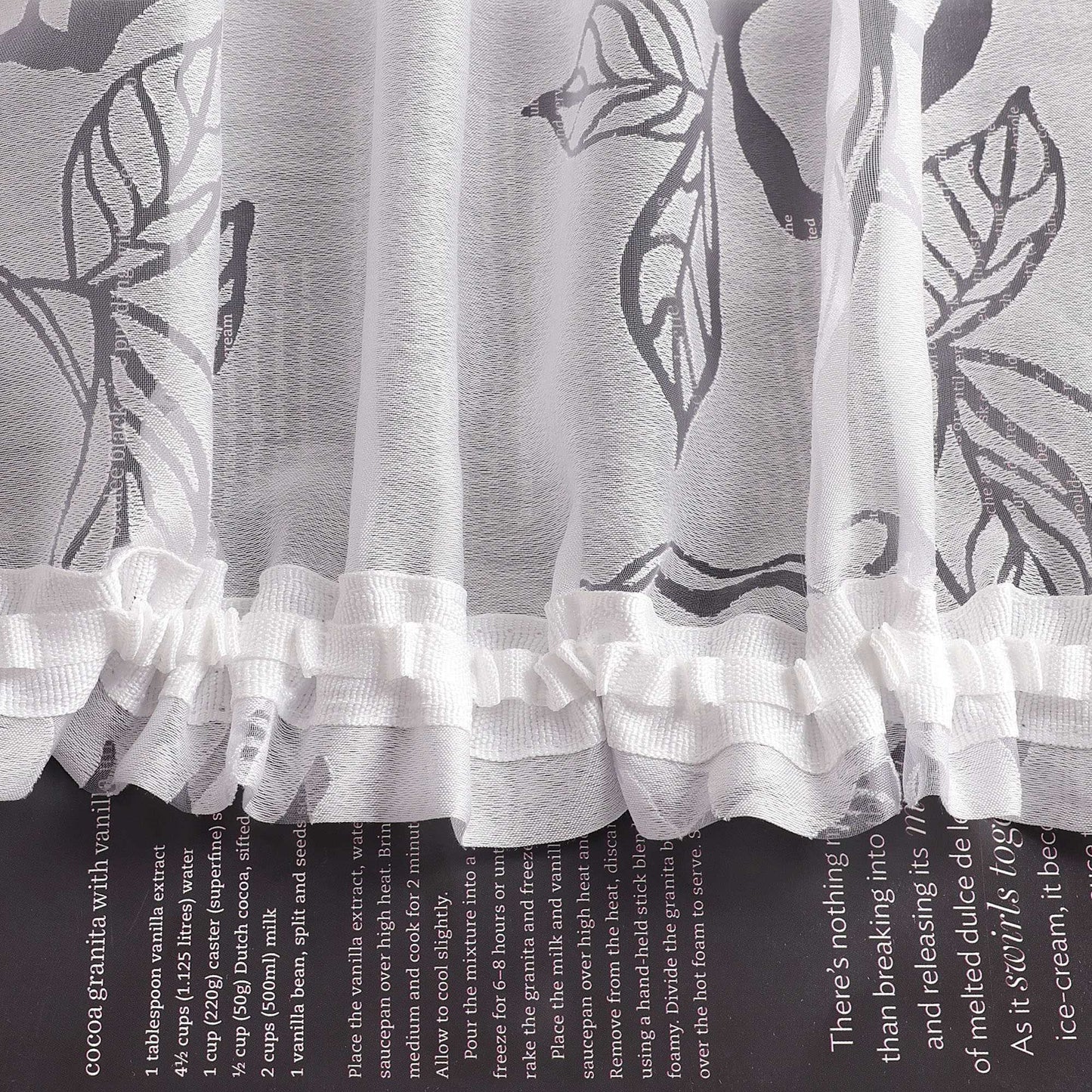 Vorhang mit Kräuselband Voile Gardine Ausbrenner mit Rosenmuster Fensterschal Transparent Weiß 1 Stück - Joyswahl