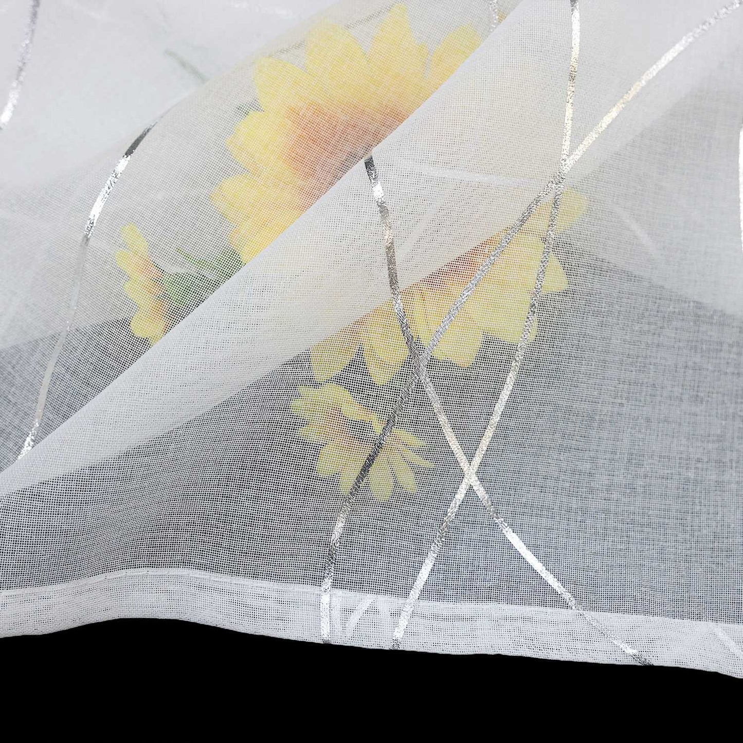 Scheibengardinen durch Tunnelzug Modern Bistrogardine Küchengardinen Landhausstil Kurzstores Wellenstreifen Transparent - Joyswahl