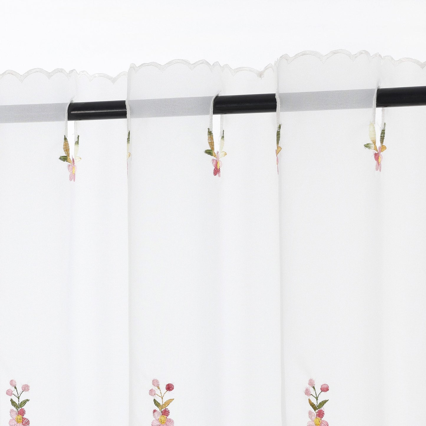 Scheibengardine mit gestickten Blumen und Blättern | Einzigartig handgefertigt - Joyswahl
