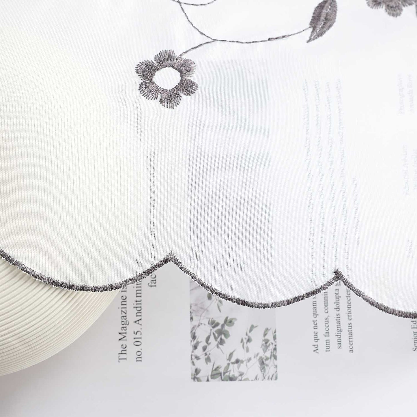 Farbige Stickerei Voile Scheibengardine Transparenter Café Vorhang Kurzstore mit Blüten-Stickerei - Joyswahl