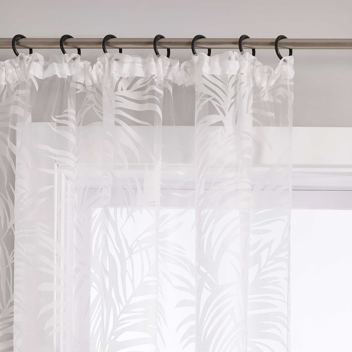Voile Gardine in Ausbrenner mit Blätter Muster transparenter Vorhang Unifarbiges Schals Wohnzimmer Fensterschal 1 Stück - Joyswahl