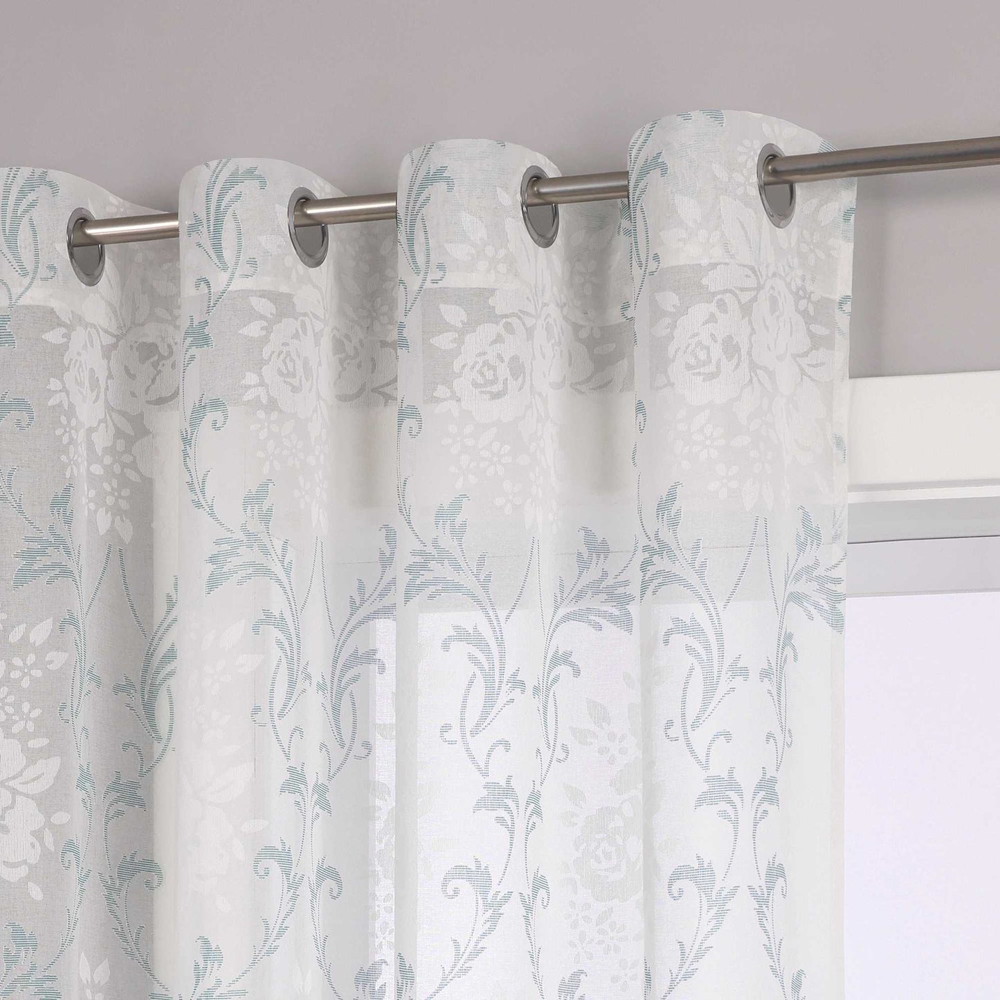 Elegante Transparente Gardinen mit Rankenmuster Ösenschal 1 stück - Joyswahl