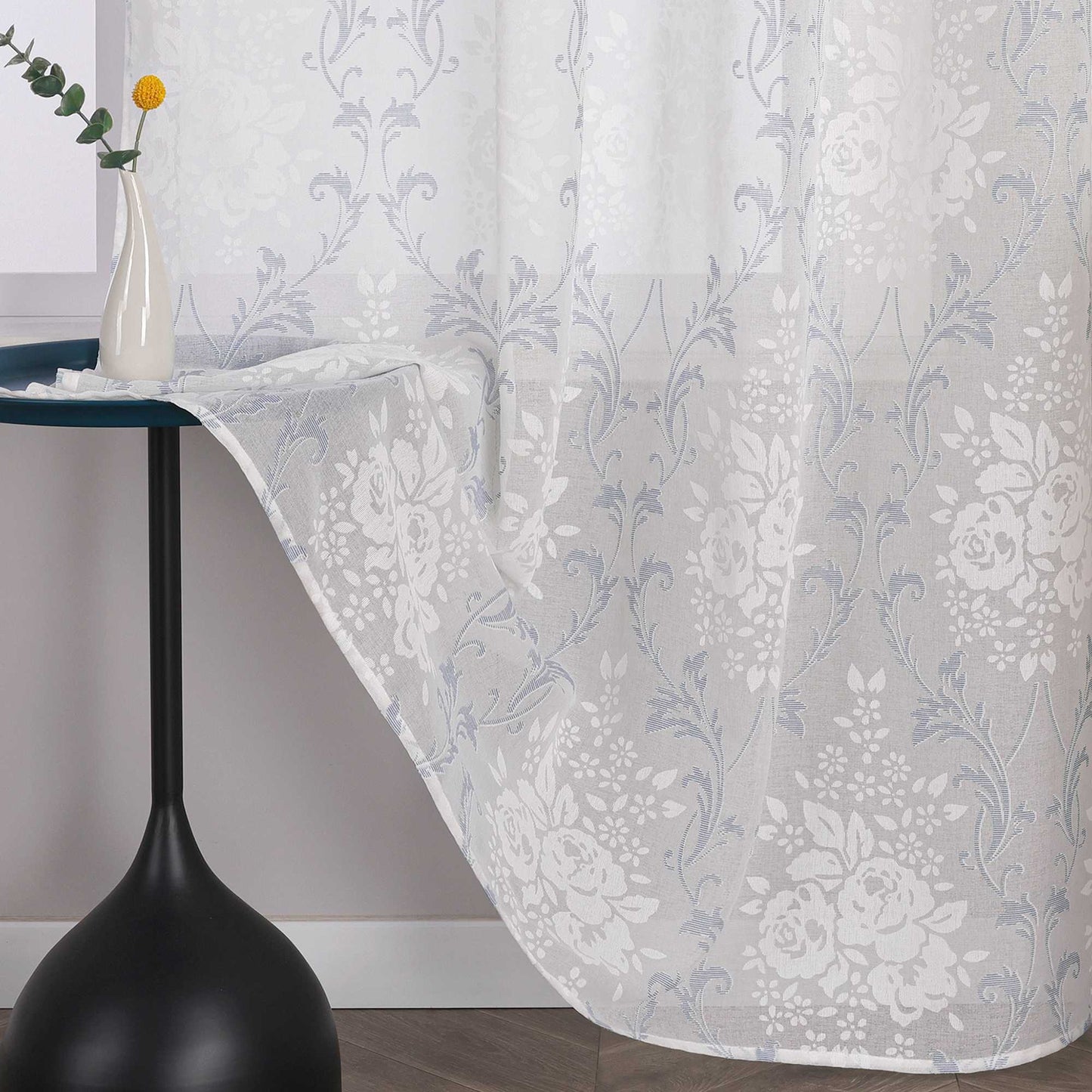 Elegante Transparente Gardinen mit Rankenmuster Ösenschal 1 stück - Joyswahl