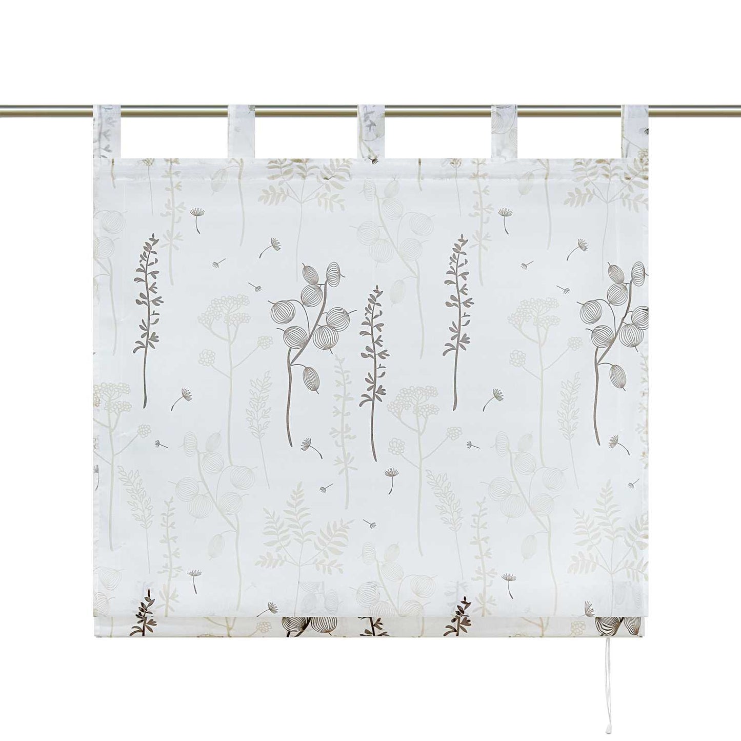 Raffrollo mit Schlaufen Voile Raffgardine Modern Küche Gardinen mit Laternenblume Muster Wohnzimmer Halbtransparent - Joyswahl