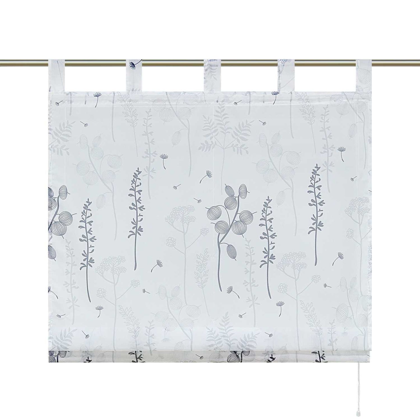 Raffrollo mit Schlaufen Voile Raffgardine Modern Küche Gardinen mit Laternenblume Muster Wohnzimmer Halbtransparent - Joyswahl