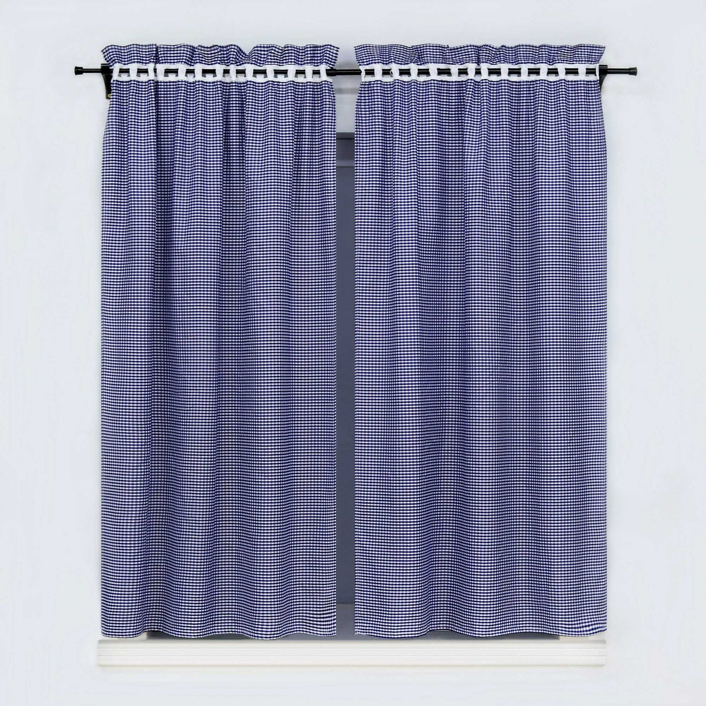 Modern Scheibengardinen im Landhausstil & Vintage mit karomuster 2er Set - Joyswahl