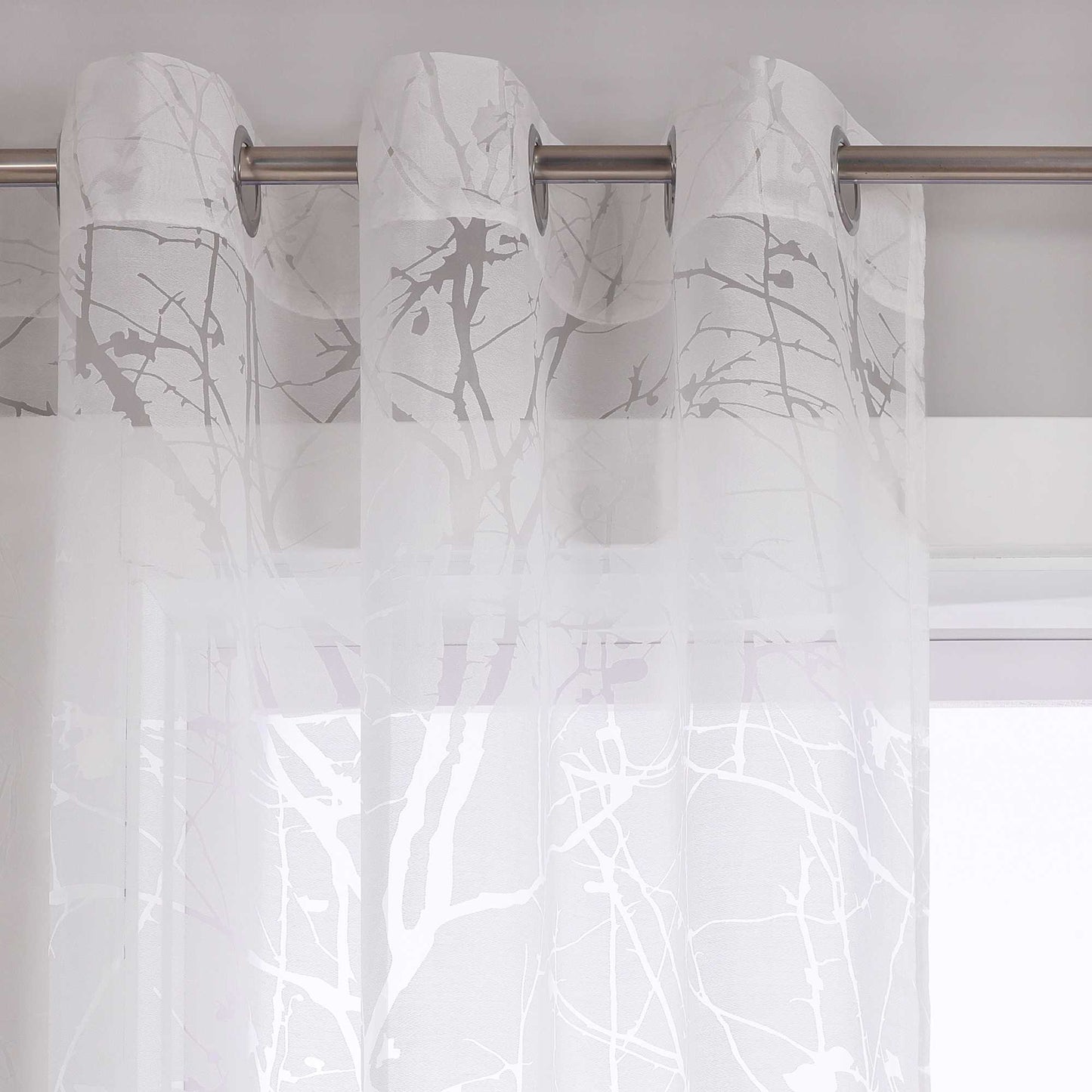 Transparente Vorhang mit Blumenmuster aus Polyester Lichtdurchlässig Wohnzimmer weiß 1 stück - Joyswahl
