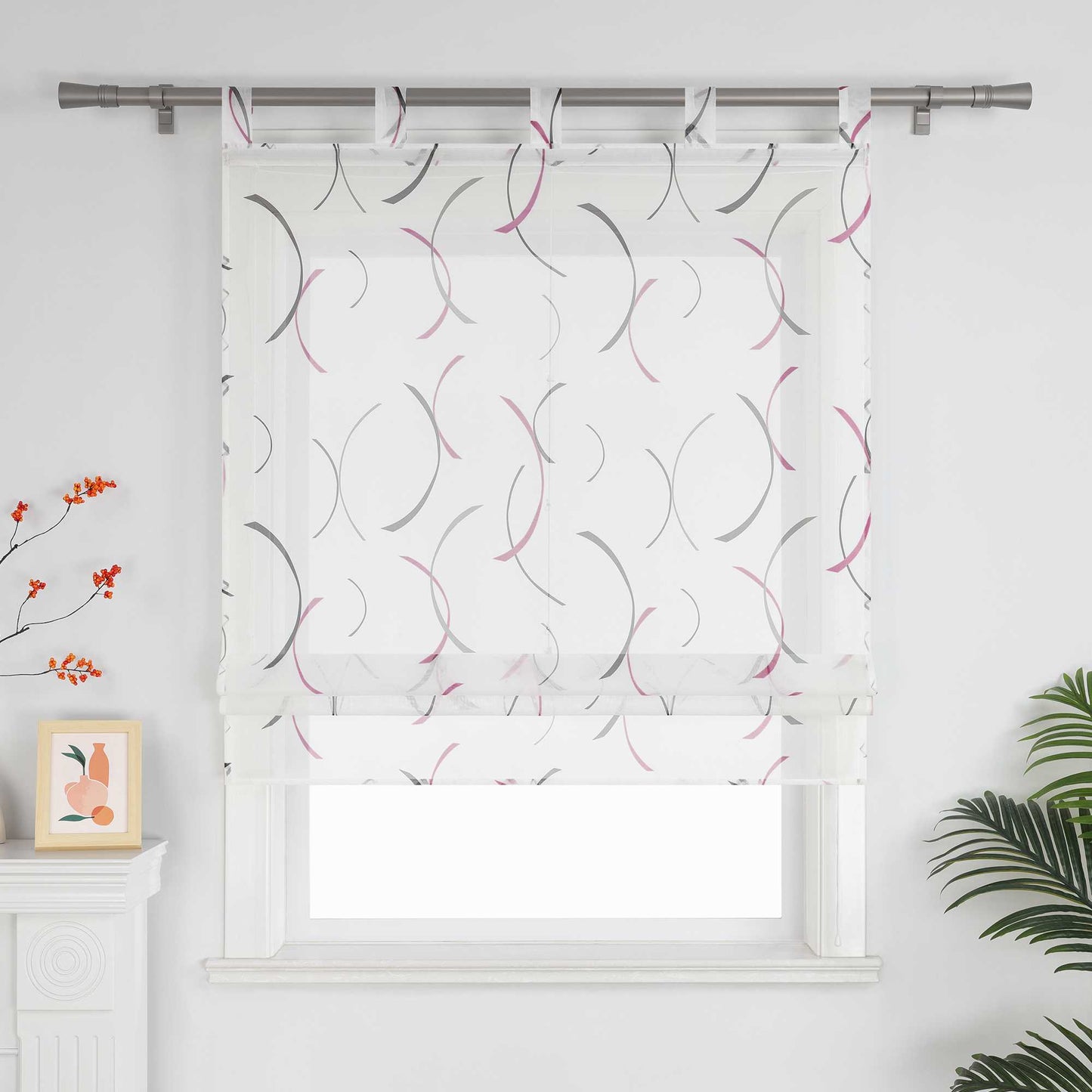 Romischer Roman Vorhang halbtransparent mit bedrucktem Klammer-Design - Joyswahl