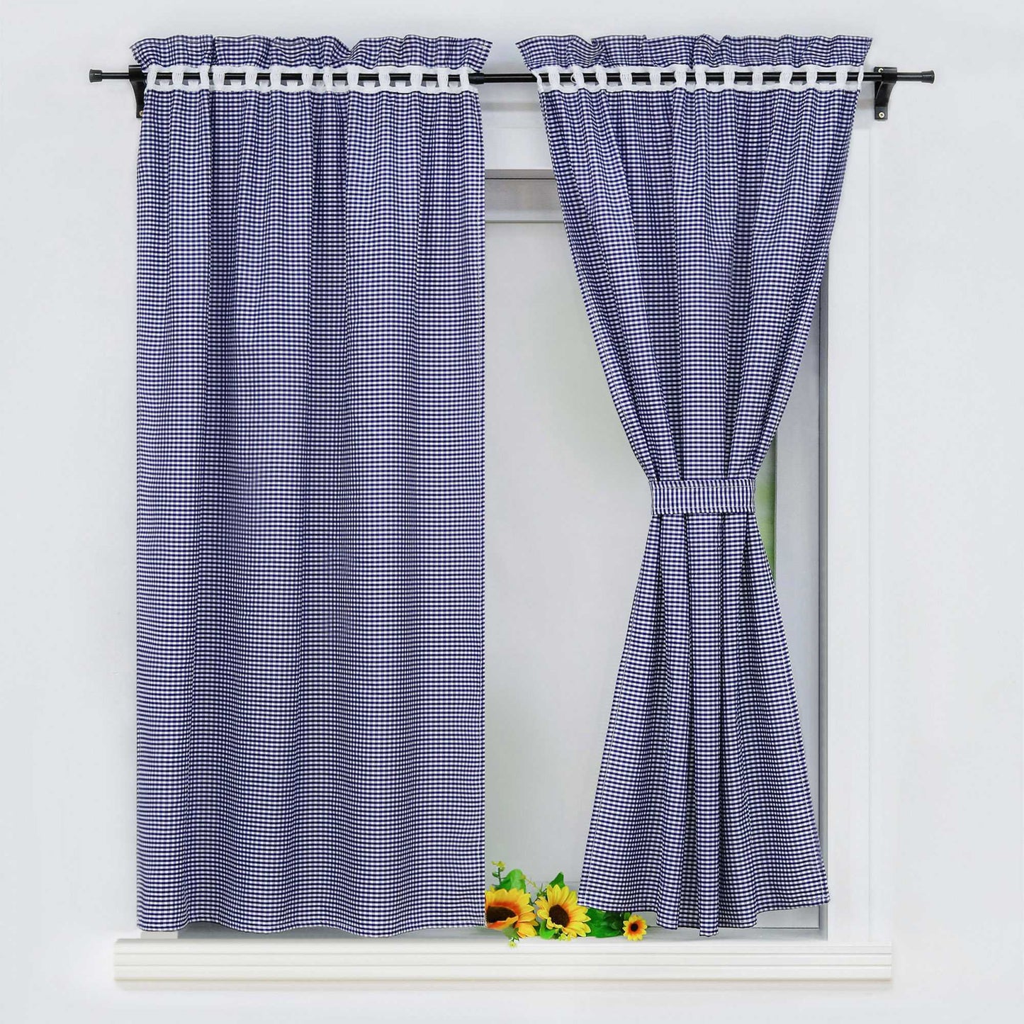 Modern Scheibengardinen im Landhausstil & Vintage mit karomuster 2er Set - Joyswahl