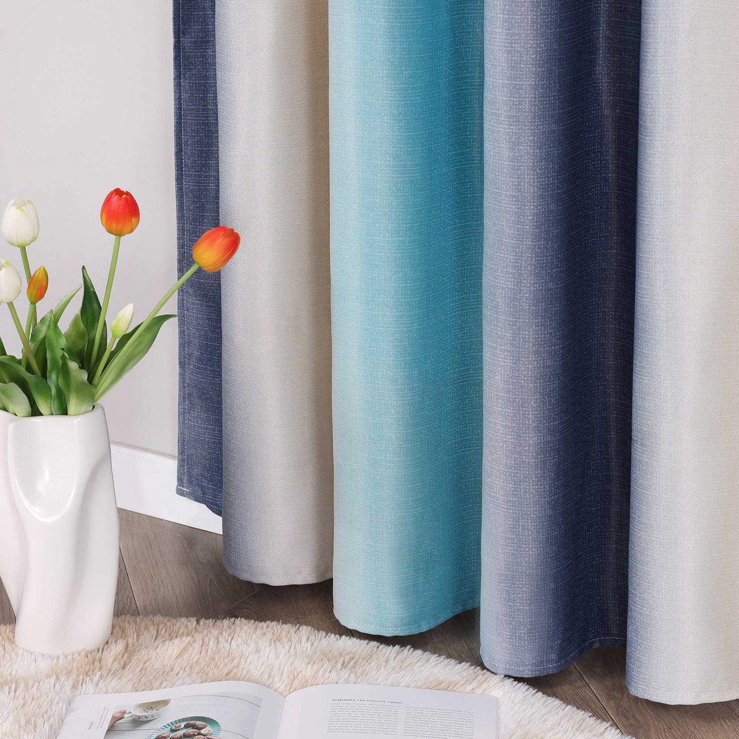 Verdunkelungsvorhang Blickdichte Gardinen Schlafzimmer Wohnzimmer durch Tunnelzug Farbverlauf 1 Stück - Joyswahl