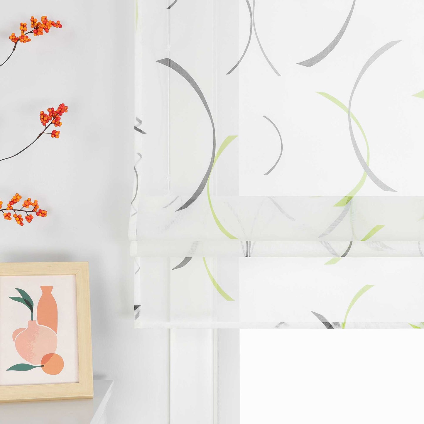 Romischer Roman Vorhang halbtransparent mit bedrucktem Klammer-Design - Joyswahl
