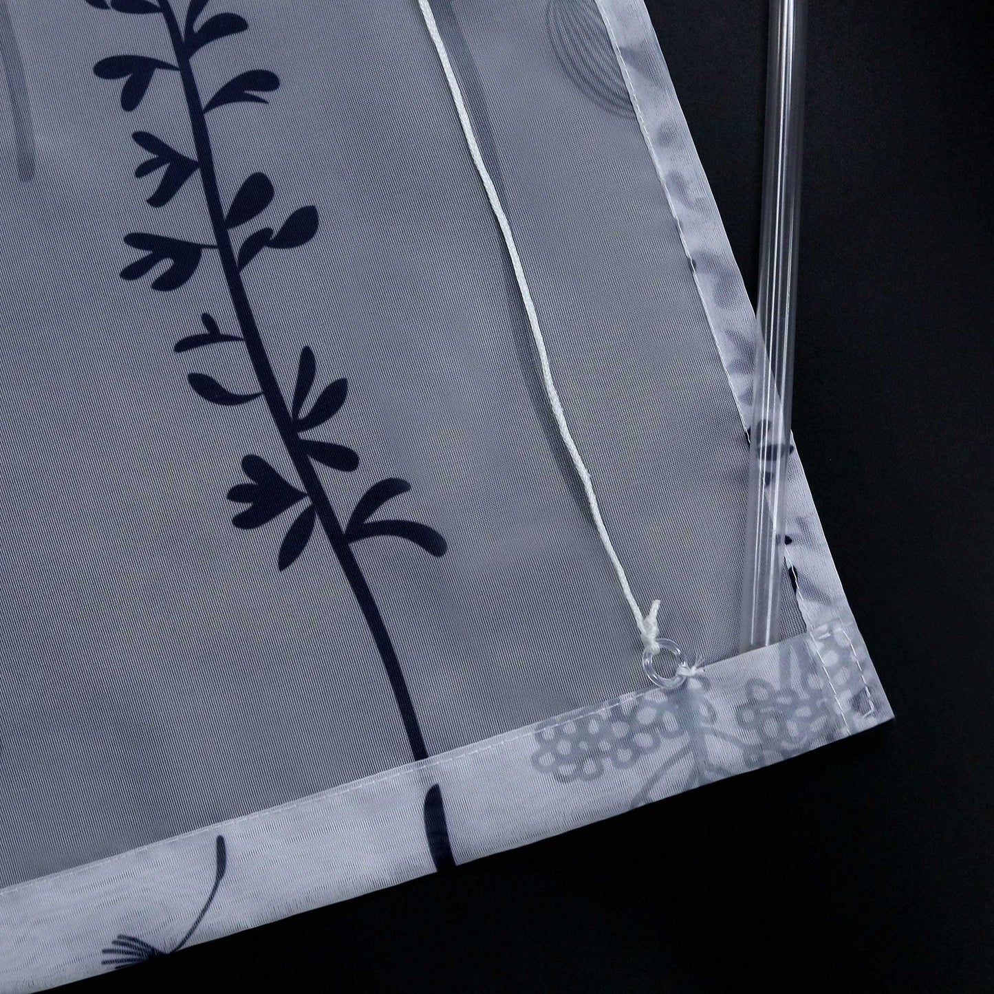 Raffrollo mit Schlaufen Voile Raffgardine Modern Küche Gardinen mit Laternenblume Muster Wohnzimmer Halbtransparent - Joyswahl