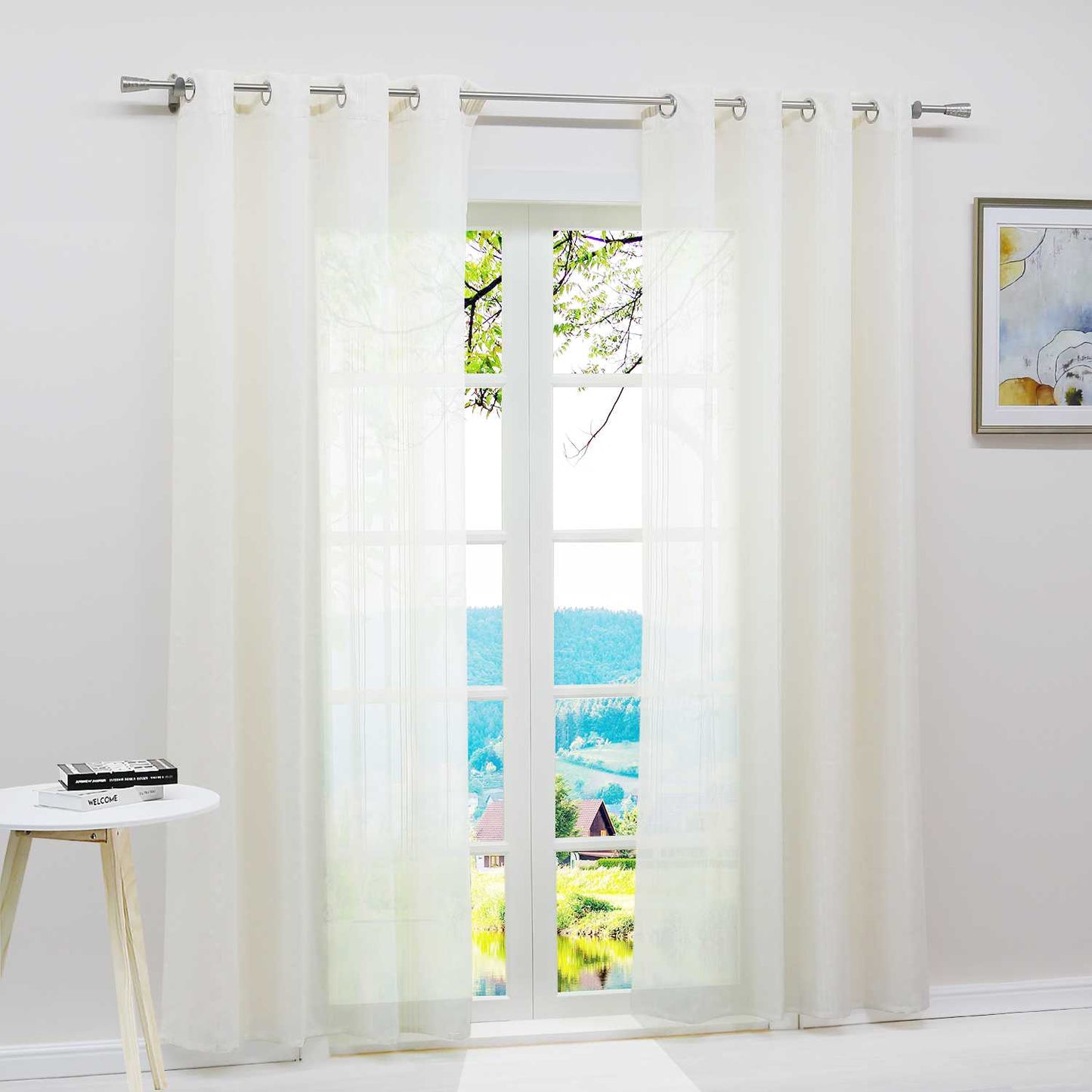 Vorhang 2er Set Voile Gardinen mit vertikalen Streifen Modern Transparent Schlafzimmer Wohnzimmer 2 Stück - Joyswahl