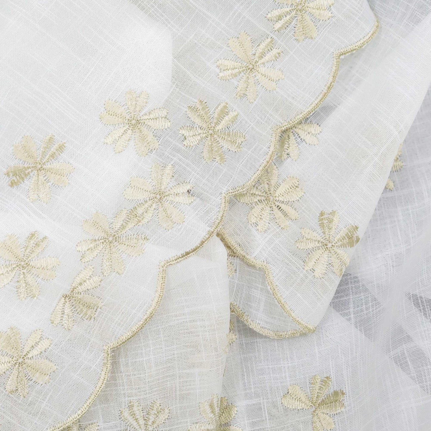 Scheibengardinen mit kleinen Blumenmuster Stickerei im Landhausstil - Joyswahl