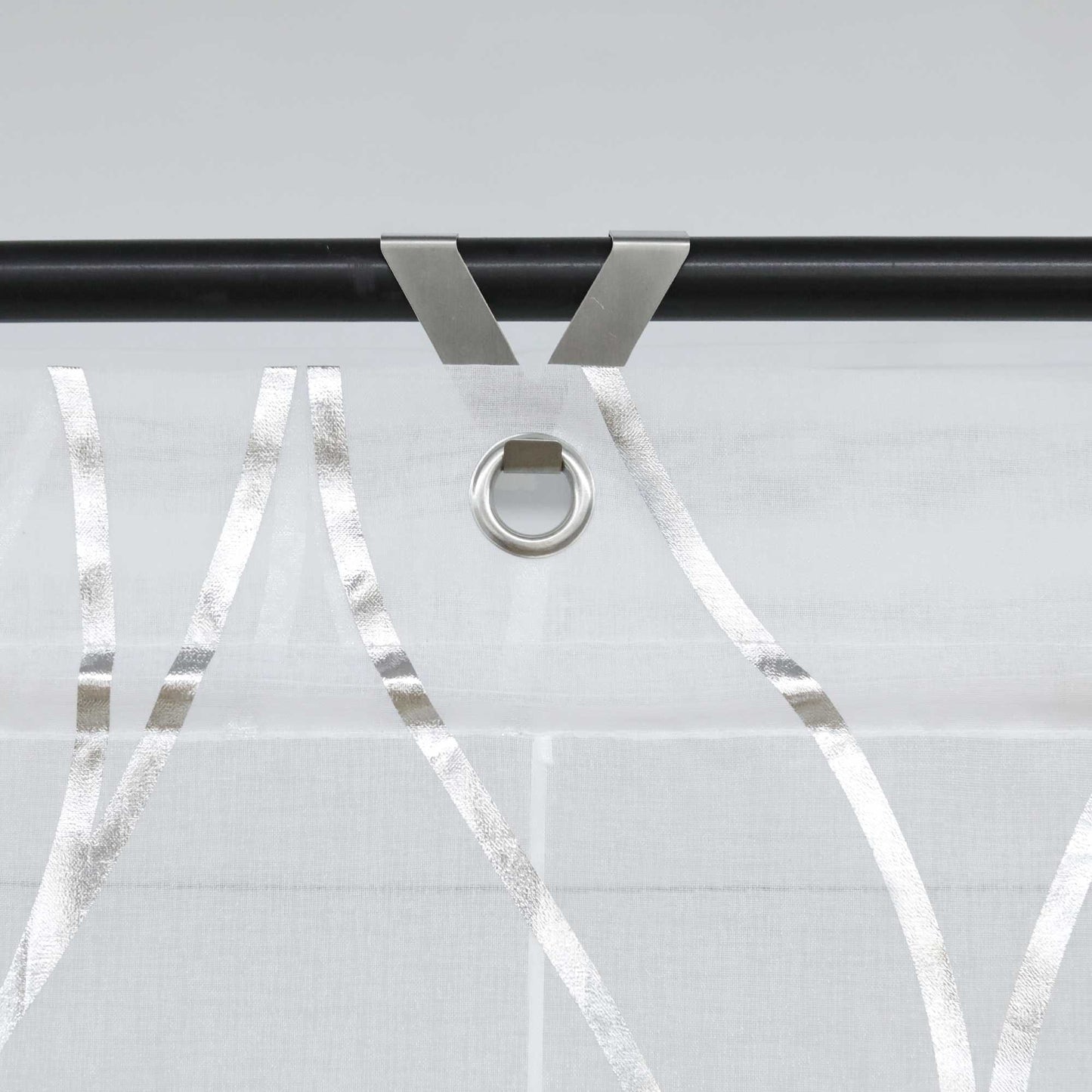 Rollos mit Ösen Gardinen Küche Raffgardinen Transparent Ösenrollo Vorhänge Mit Wellen-Druck Modern Voile 1 Stück - Joyswahl