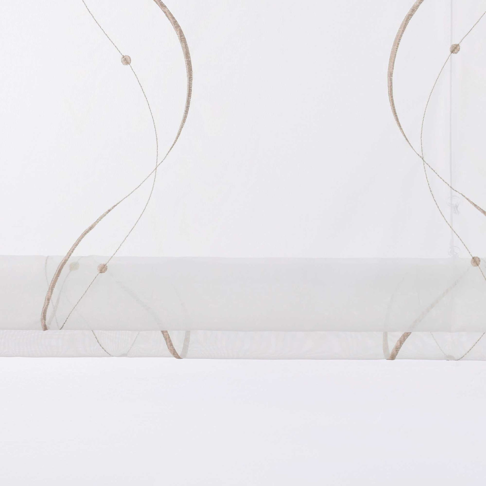 Rollos ohne Bohren Weiß Raffgardine mit Ösen Transparent Gardinen mit U-Haken Ösenrollo Modern Bestickt 1 Stück - Joyswahl