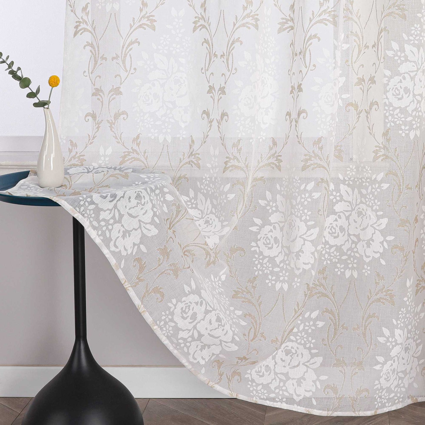 Elegante Transparente Gardinen mit Rankenmuster Ösenschal 1 stück - Joyswahl