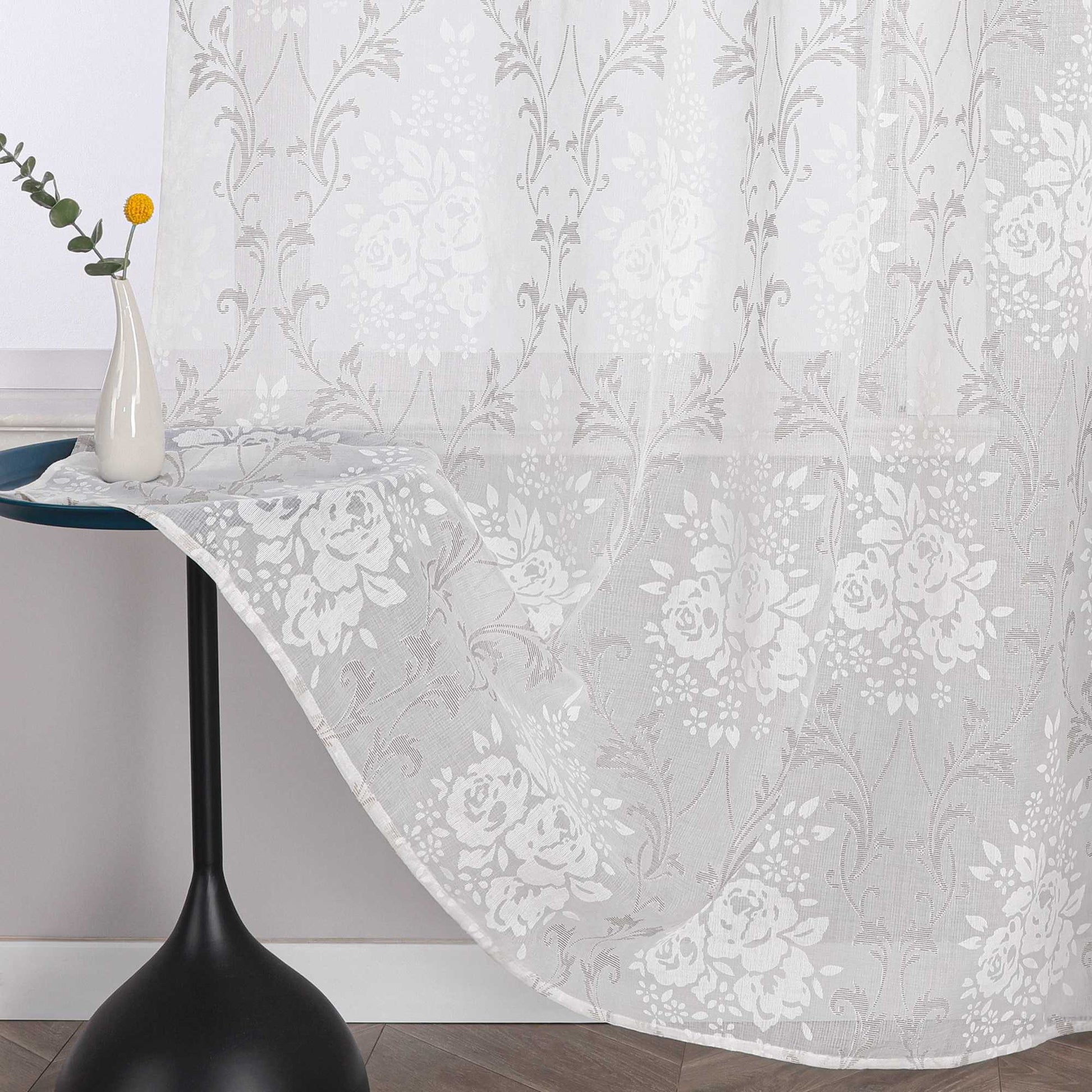 Elegante Transparente Gardinen mit Rankenmuster Ösenschal 1 stück - Joyswahl