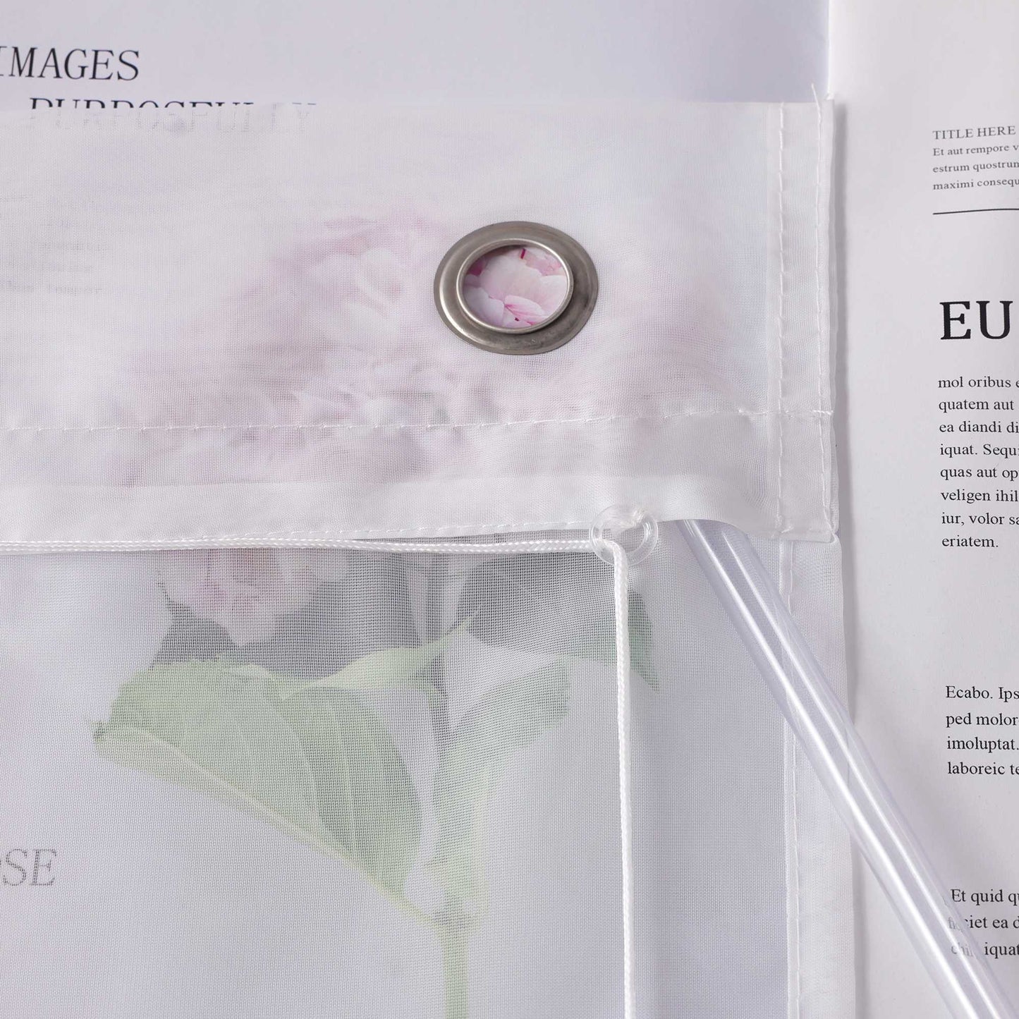 Raffrollo Voile Raffgardinen mit Schlaufen Küche Fenster Vorhänge mit Blumenmuster Stickerei Transparent Weiß 1 Stück - Joyswahl
