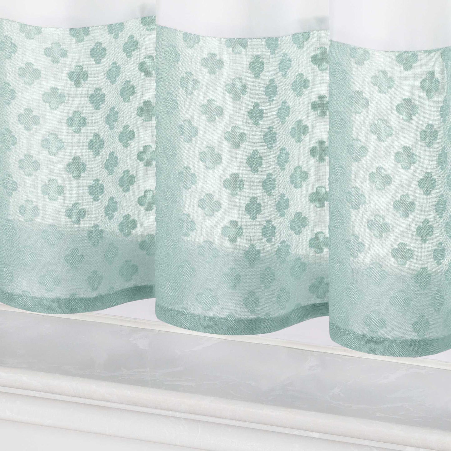 Scheibengardine im Patchwork-Stil mit Kleeblatt-Muster, 2 Stücke, mit Schlaufen-Design