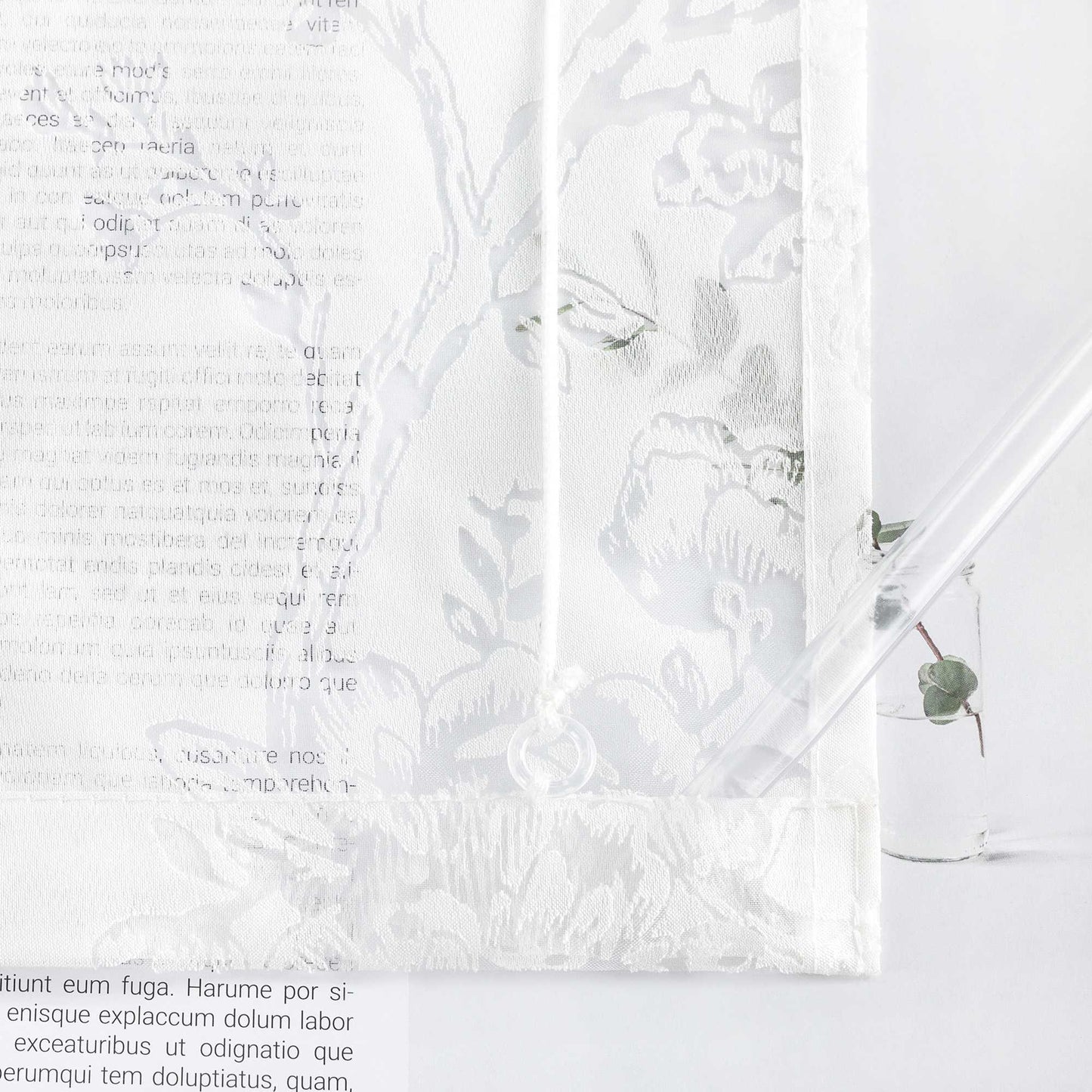 Rollo Transparent mit Rosenmuster und U-Haken - Joyswahl