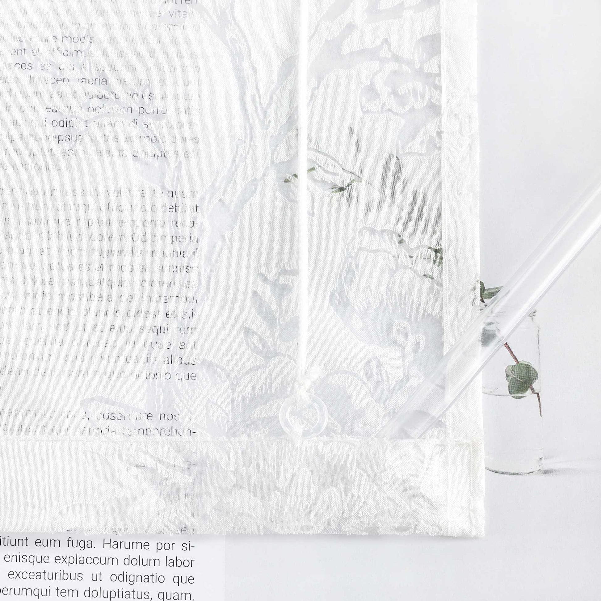 Rollo Transparent mit Rosenmuster und U-Haken - Joyswahl