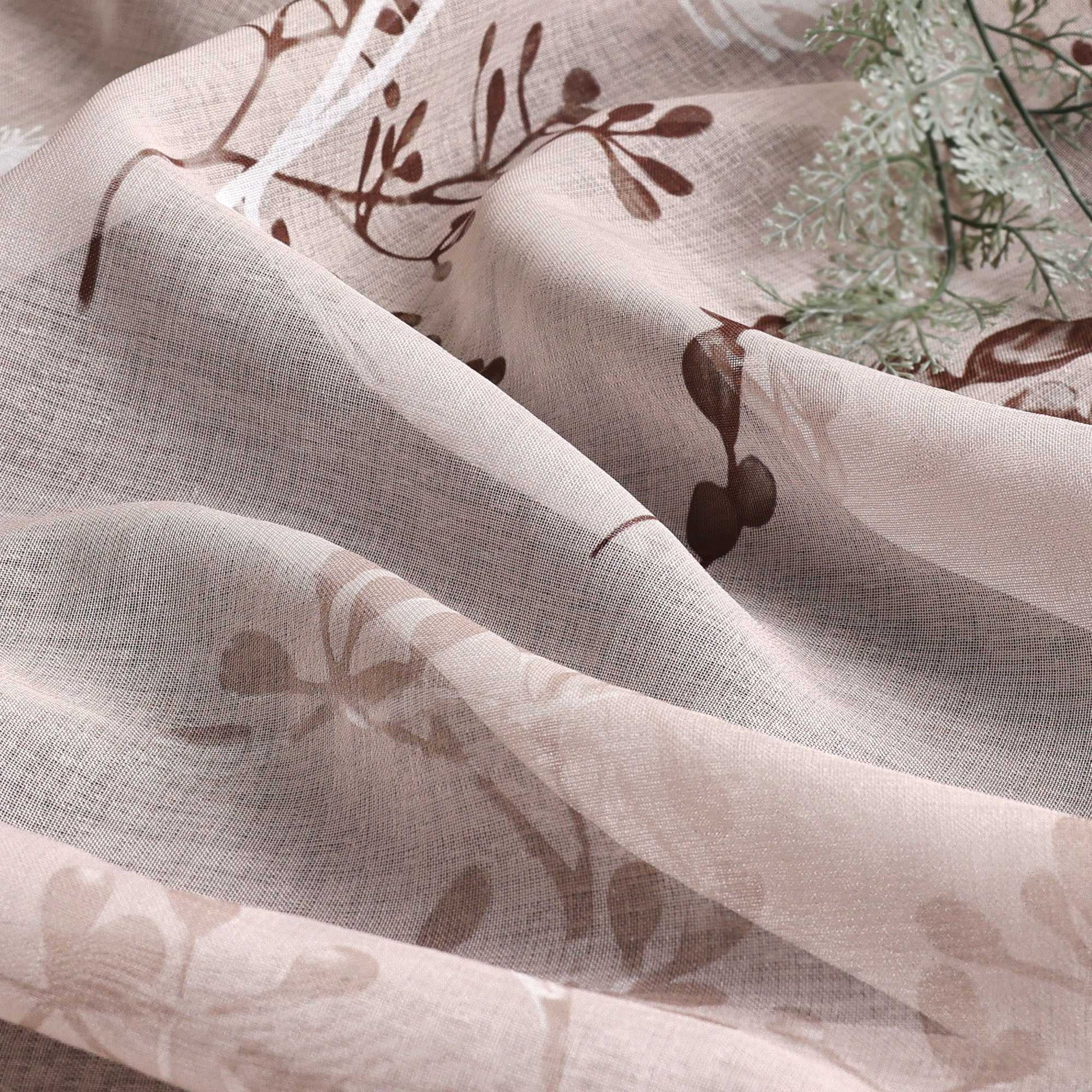 Vorhang mit Schlaufen modern Voile Gardine mit botanischen Mustern Vorhänge Transparent Schlafzimmer Wohnzimmer 1 Stück - Joyswahl