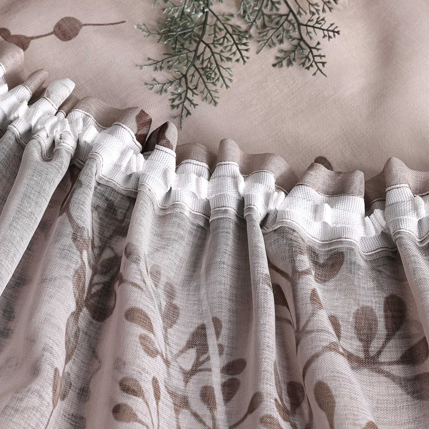 Transparente Vorhang aus Polyester durch Kräuselband mit Unregelmäßigen botanischen Mustern 1 stück - Joyswahl