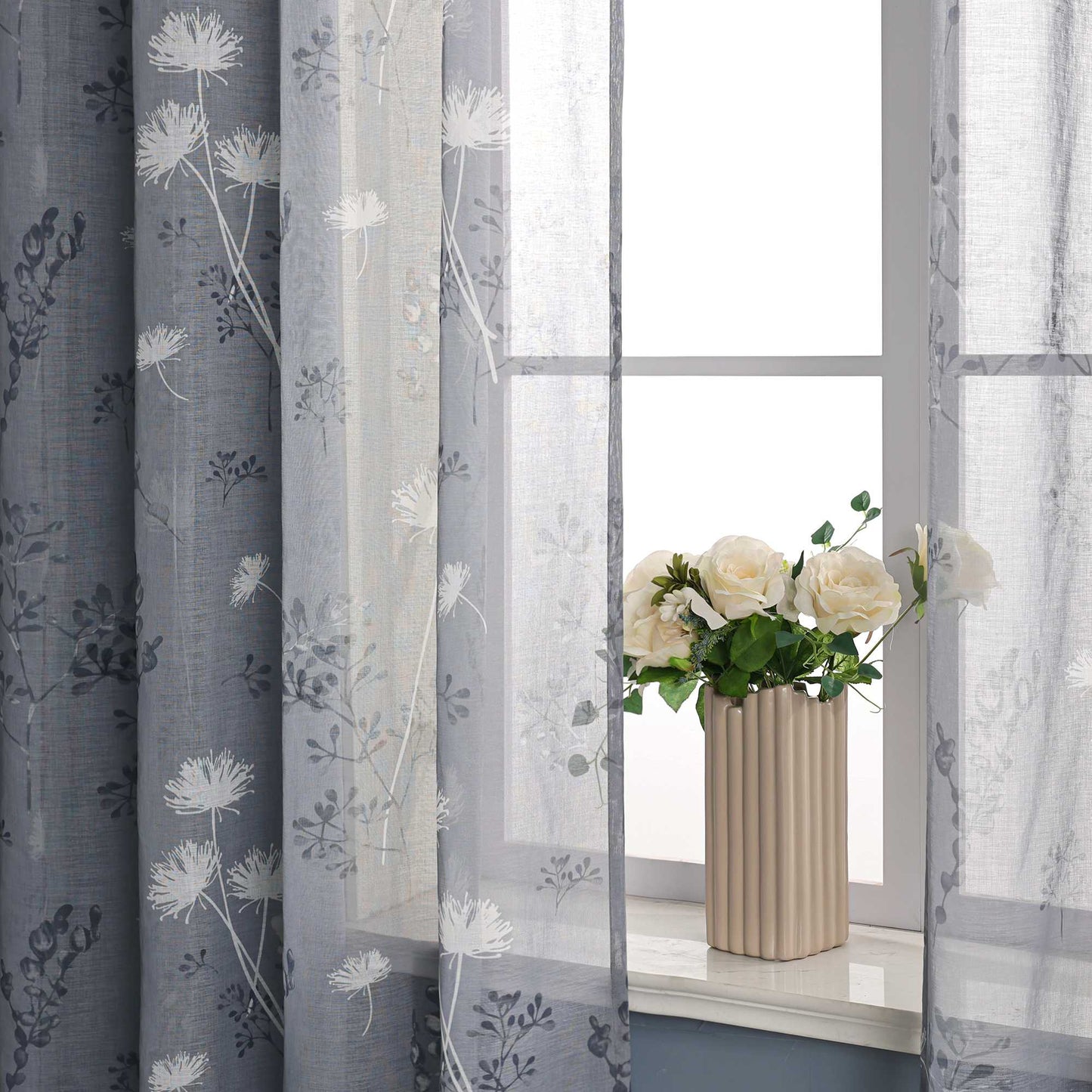 Transparent Ösen Gardinen mit Pusteblumen-Muster für Wohnzimmer 1 Stück - Joyswahl