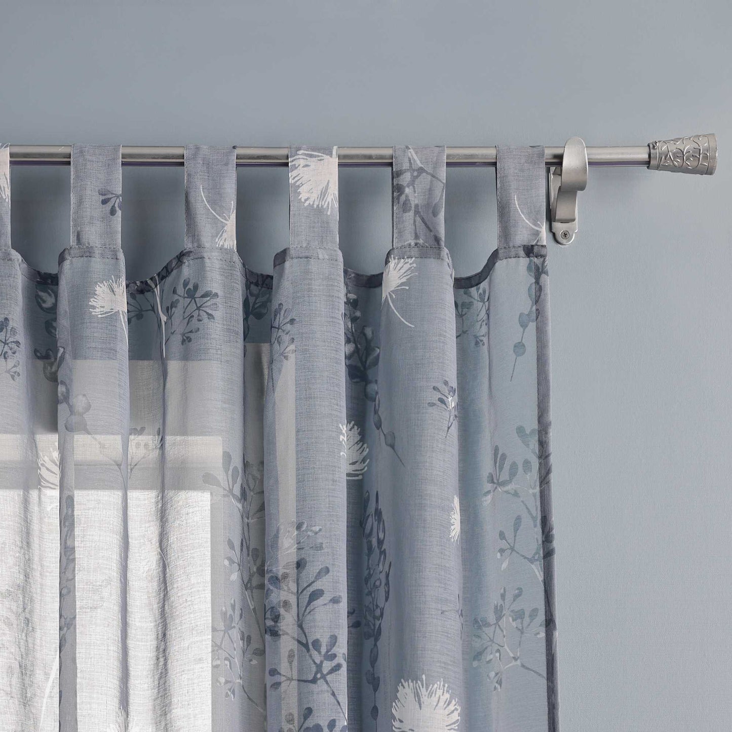 Vorhang mit Schlaufen modern Voile Gardine mit botanischen Mustern Vorhänge Transparent Schlafzimmer Wohnzimmer 1 Stück - Joyswahl