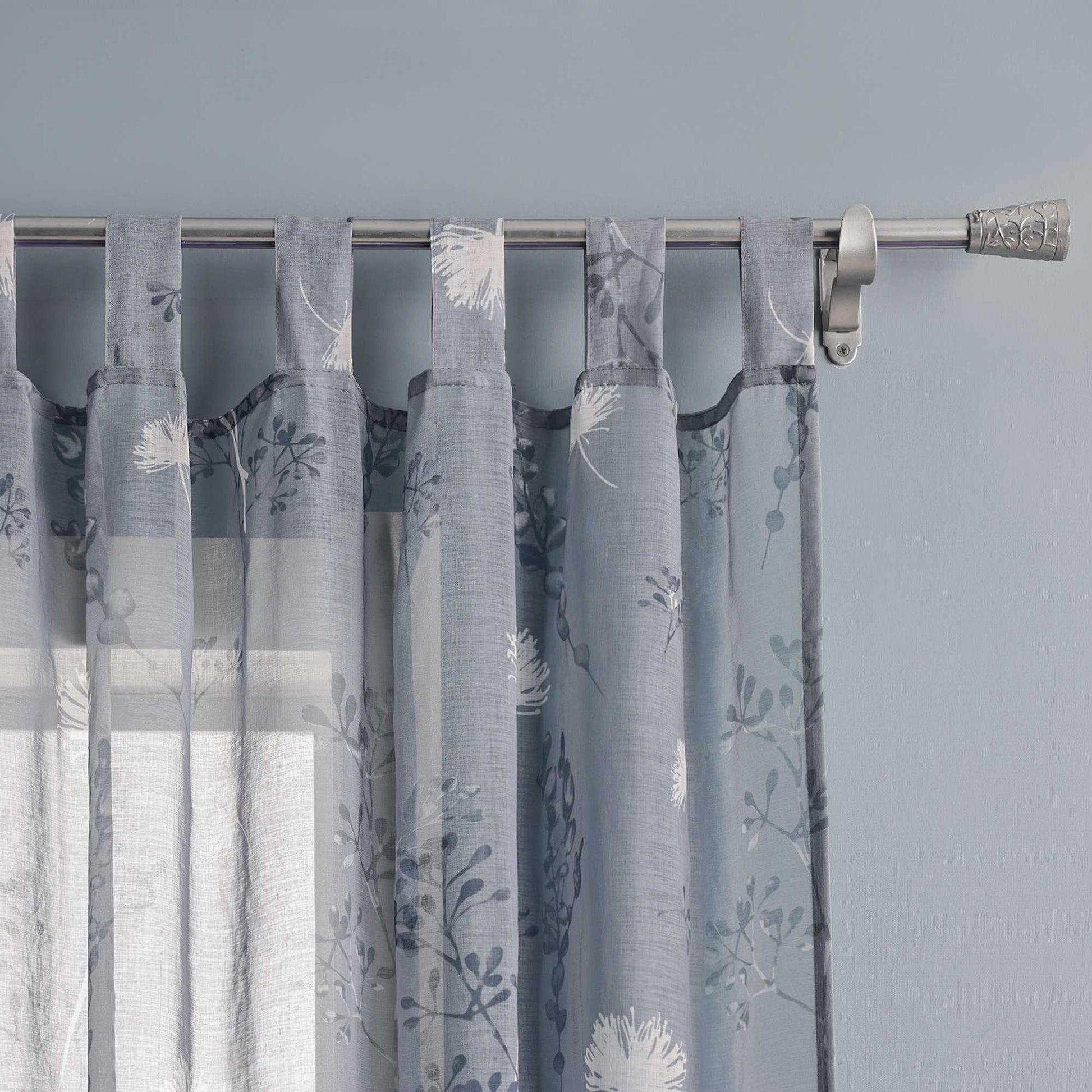 Vorhang mit Schlaufen modern Voile Gardine mit botanischen Mustern Vorhänge Transparent Schlafzimmer Wohnzimmer 1 Stück - Joyswahl
