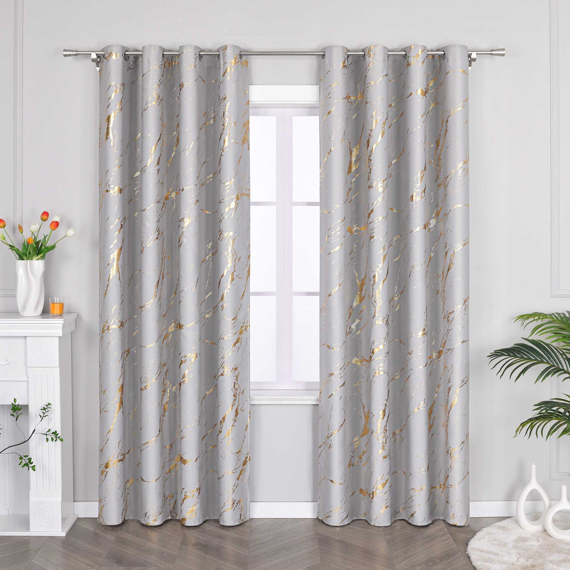 Verdunkelungsvorhang mit Marmor-Optik luxuriöser Fensterschal Wohnzimmer 1 Stück - Joyswahl