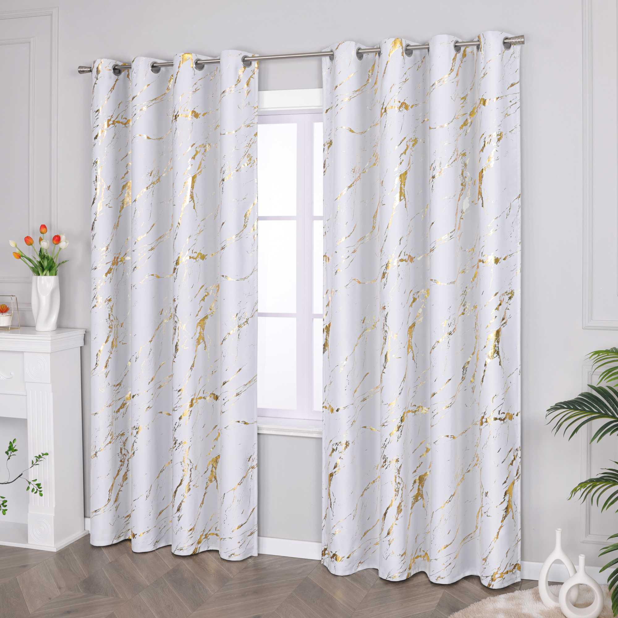Verdunkelungsvorhang mit Marmor-Optik Fensterschal 1 Stück