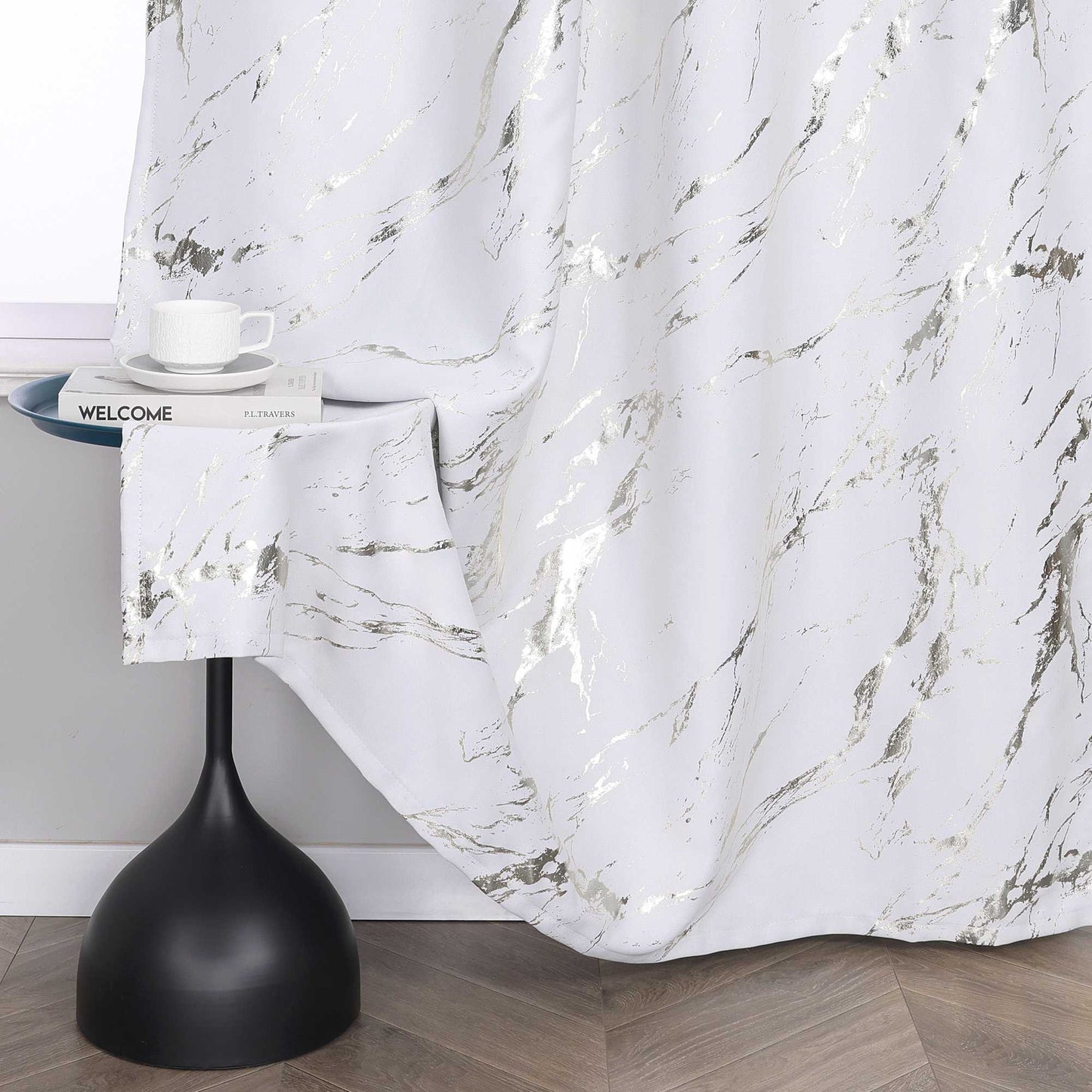 Verdunkelungsvorhang mit Marmor-Optik luxuriöser Fensterschal Wohnzimmer 1 Stück - Joyswahl